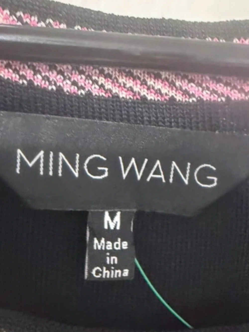 Ming Wang Black Tank Top with Pink, Cream & Gold Accent Neckline